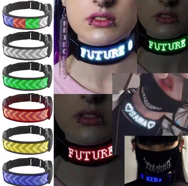 Led Light-Up Hot Girl Streamer Leg Ring Collar Bluetooth Pet Dog Collar Fun Rechargeable Trendy Decoration