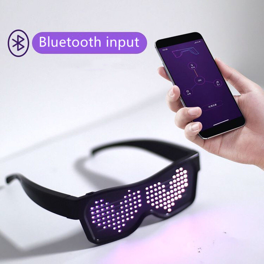 DIY Bluetooth LEDライトアップメガネ（王蘇龍と同じスタイル） - バイクヘルメット用スクリーンアクセサリー、バー＆コンサート用小道具