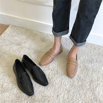 chicli square head British style loafers step on casual lazy flats Chelsea Martin block heel shoes