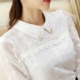 Áo sơ mi cổ lọ voan nữ 2019 xuân mới Hàn Quốc nữ dài tay đa năng áo sơ mi ren đáy áo sơ mi màu