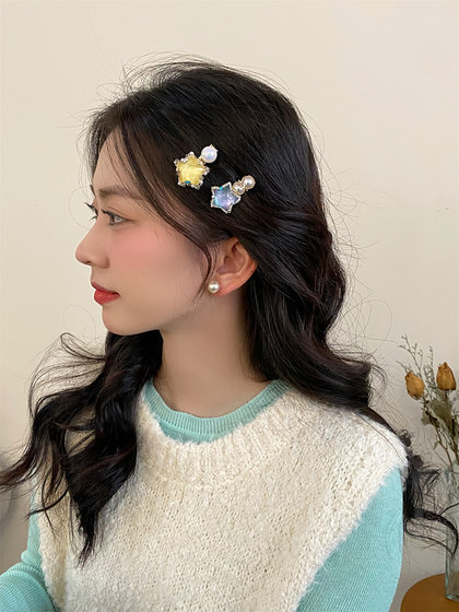 미니 크리스탈 작은 클립 원피스 클립 달콤하고 귀여운 앞머리 클립 헤어 액세서리 2025 새로운 스타일 이마 헤어 사이드 클립