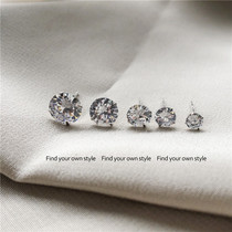 Simple temperament 925 sterling silver water diamond earrings female Japan and South Korea all-match ear piercings student jewelry earrings earrings