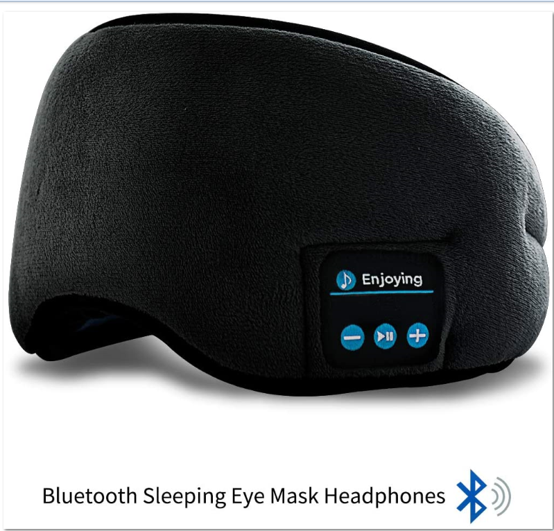 Rechargeable bluetooth headset removable and washable wireless voice call sleep aid shading music sleep eye mask black