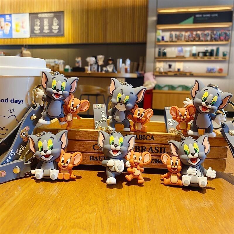 Cartoon Cat and Mouse Keychain Female Cute Doll Keychain Couple Car Key Pendant Backpack Pendant Gift