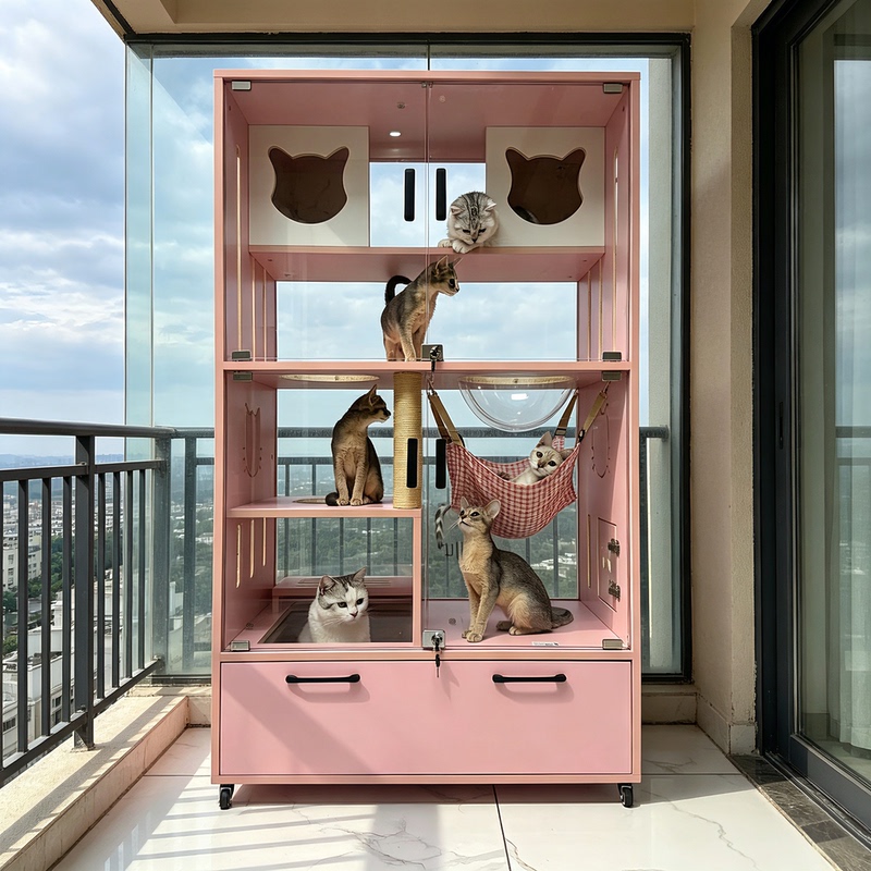 Solid Wood Thickened Back Panel Cat Villa Cat House Cat Cabinet Anti-Stress Cat House Anti-Cat Hair Cat Shelter Breeding Cage Cat Cabinet Isolation