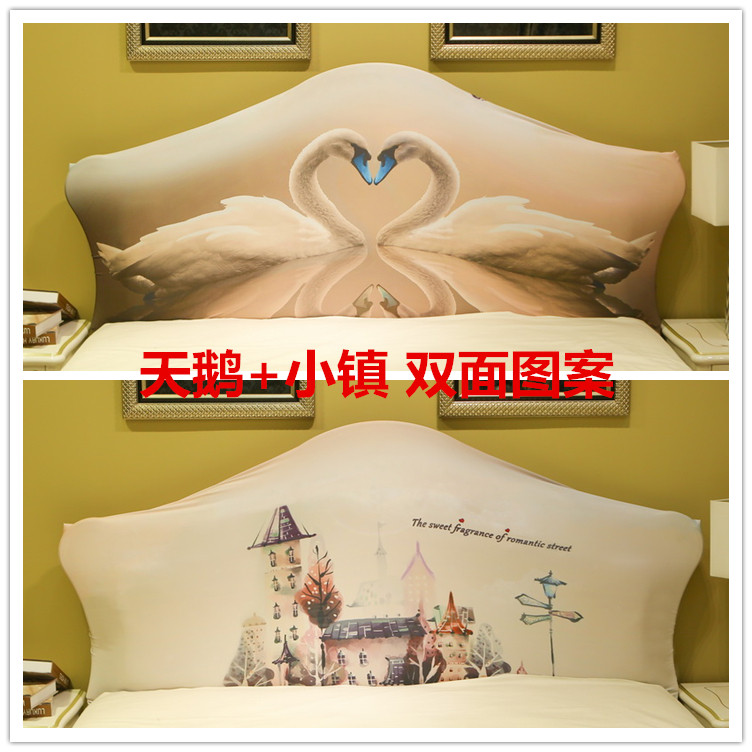 Stretch cloth printed headboard cover All-inclusive European headboard cover Soft bag Curved semicircular shaped headboard cover universal cover