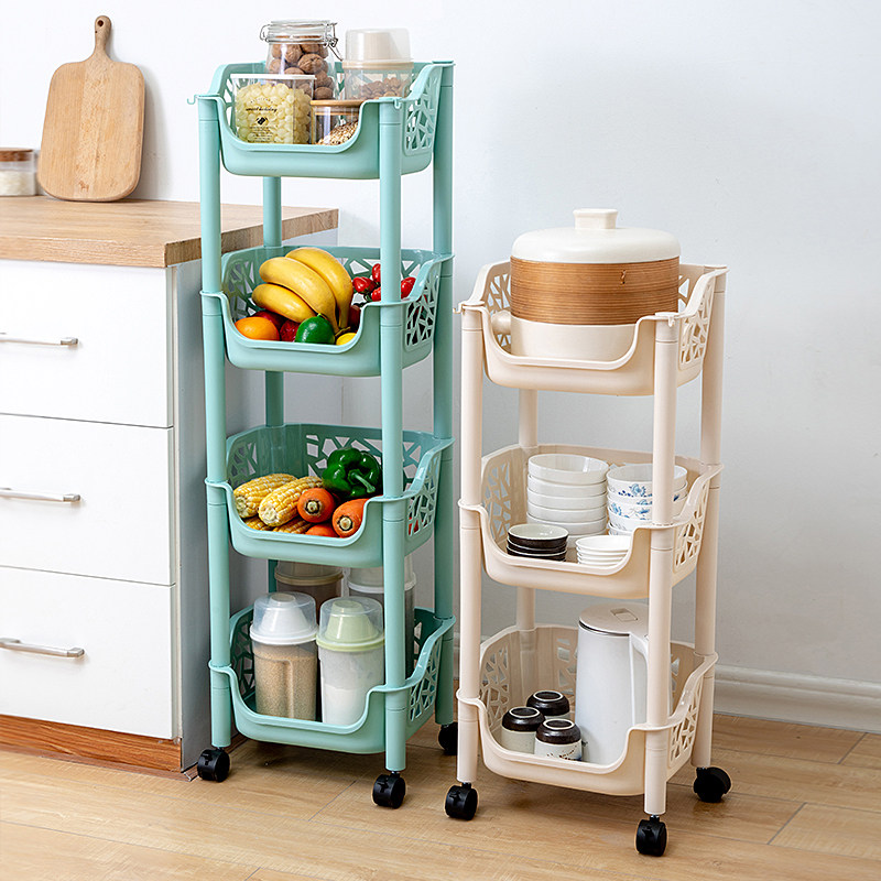 Kitchen Shelve Day Style Vegetable Basket with wheel multilayer floor rack Vegetable Racks Home Toy Storage Hamper shelf
