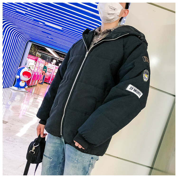 Phong cách Harajuku mùa đông sản phẩm mới dày áo ấm nam áo khoác nam thương hiệu hip hop cotton áo khoác lỏng lẻo trùm đầu áo bomber nam