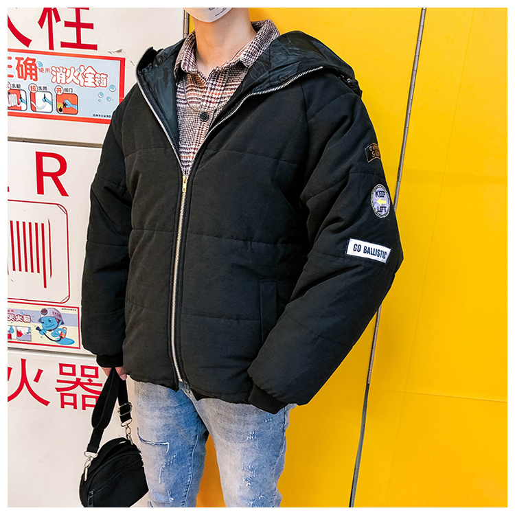 Phong cách Harajuku mùa đông sản phẩm mới dày áo ấm nam áo khoác nam thương hiệu hip hop cotton áo khoác lỏng lẻo trùm đầu áo bomber nam