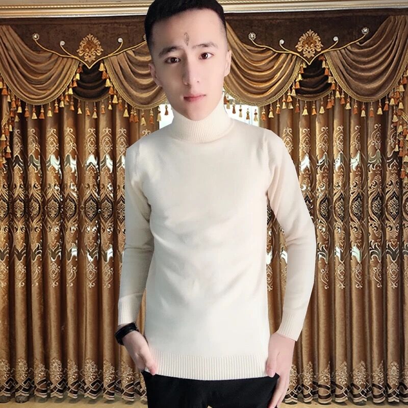 Áo lưới đỏ với áo len cổ cao nam áo len áo len phiên bản Hàn Quốc của cặp đôi tinh thần xã hội anh chàng tay dài thủy triều áo len lông thỏ