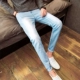 Mùa thu / mùa đông quần jeans nam màu đen thuần phù hợp với quần chân dày quần dài trẻ trung quần nhung nam - Quần jean