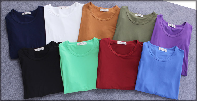 Thêm lớn người đàn ông béo của mùa thu quần áo vòng cổ đáy áo màu rắn nam dài tay t-shirt đơn giản t-shirt 9.9 bán buôn