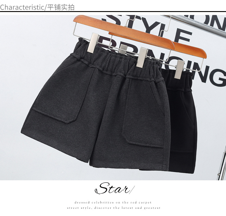 Quần short len ​​cạp cao mùa thu đông 2018 mẫu quần legging rộng màu đen mới mỏng bên ngoài mặc quần ống rộng đế bệt quần short jean nữ cạp cao