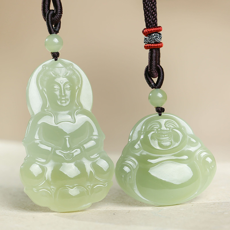 Impression of the Jade Buddha female pendant Millor Buddha natural light Qingyupei Guanyin pendant and Tian Yumen's jade pendant