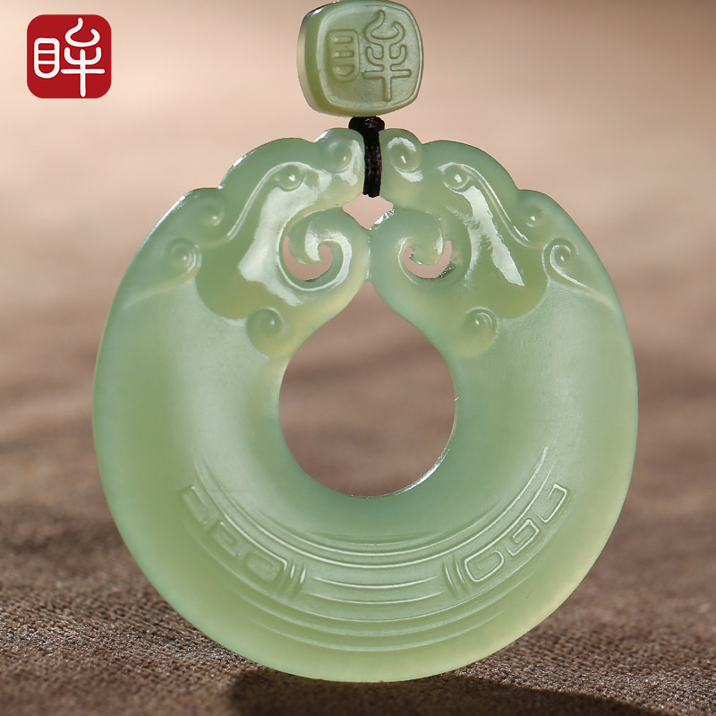 Impressionist Twin Dragon protector Ping An buckle and Tian jade pendant male and female Shiqing jade fine jade pendant jade necklace jade pendant