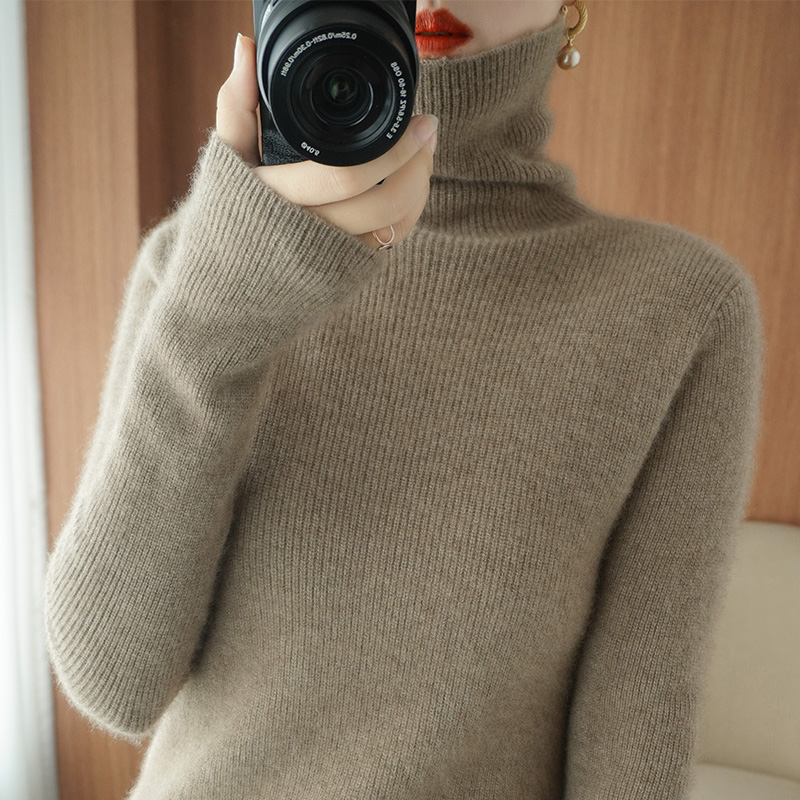 Mealders cashmere sweatshirt with high turnover for the spring 2022 New display slim 100 lamb sweater knit with thick clothing