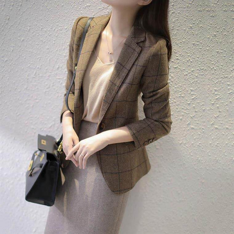 Japan Advanced Sensation Retro Plaid 2021 Autumn Winter New Body Short wool What to do, Inron trendy feeling old daddy