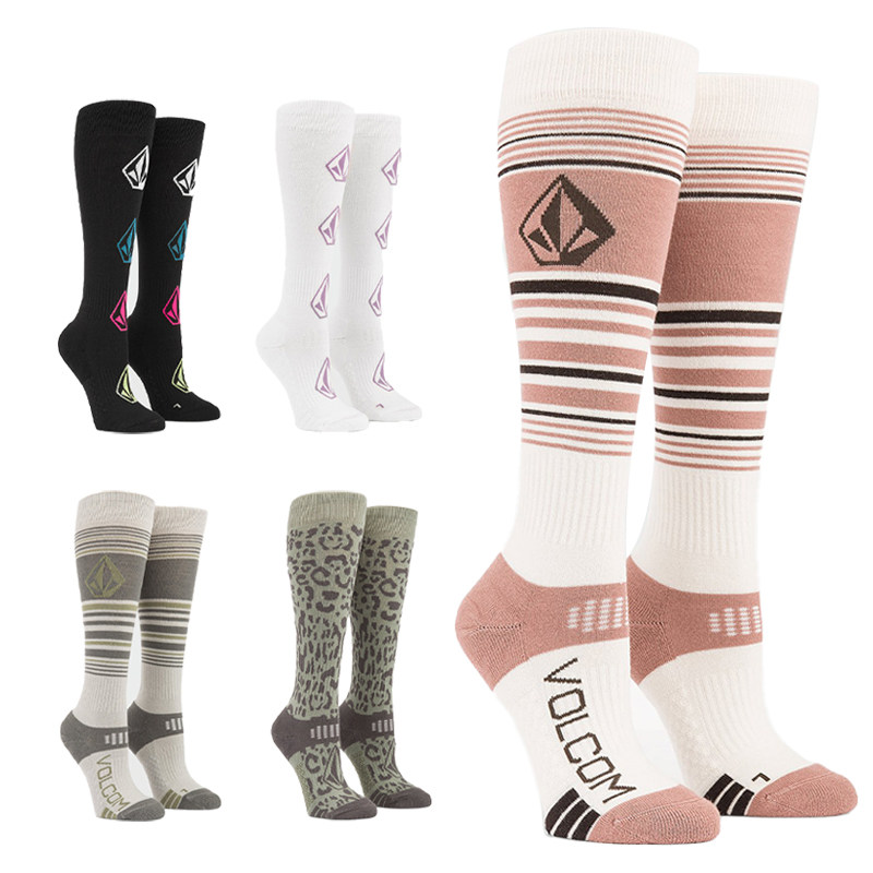 2122 Snow Season Diamond US volcom Single Board Snow Socks Ski Socks Ladies High Socks Stretch BAO WEN Camouflage Black