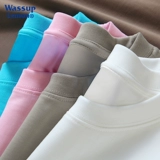 WASSUP LEMON Хлопковая футболка подходит для мужчин и женщин для отдыха для влюбленных, короткий рукав, оверсайз