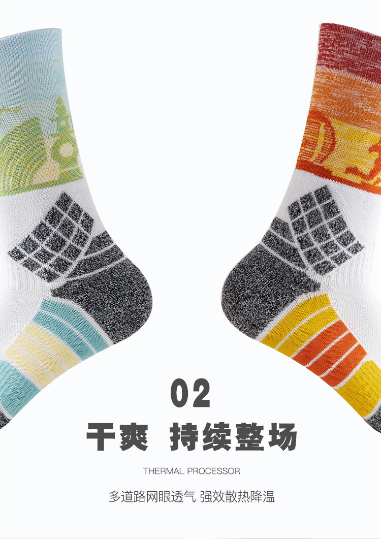 Professional Basketball Socks for Men, Elite Performance, Winter Mid-Calf High-Top Towel Bottom Sports Socks, Trendy — تصویر 1