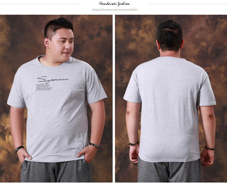 Mulanzizi rắn màu ngắn tay áo thun nam cộng với phân bón XL mùa hè Áo thun cổ tròn cotton rộng tay áo nửa nam 	áo thun nam body