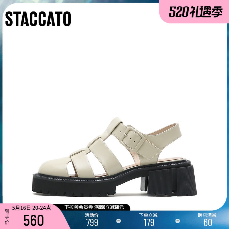 Skatu New Retroit Pig Cage Shoes Woven Rough Heel Baotou Rome Sandals A7711AH 2