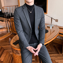 Autumn casual suit men business dress small suit men Korean trend striped suit men suit jacket