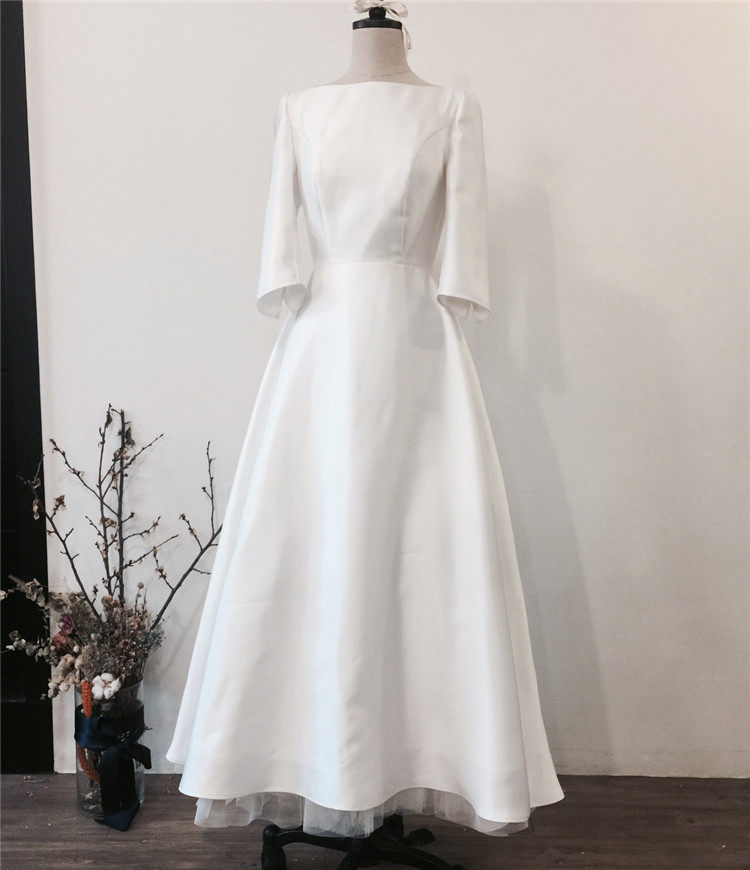 Nomeves new line of shoulders with long sleeves vintage satin wedding veil simple to go out of the door