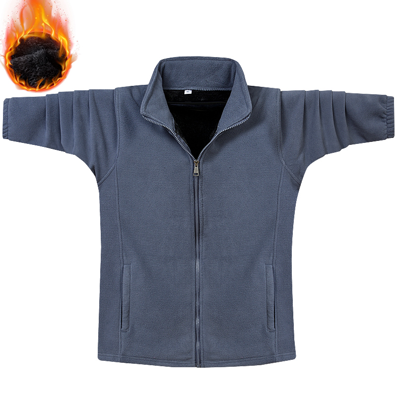 Polar fleece fleece men's outdoor warm stand-up collar winter casual large size loose double-sided fleece middle-aged and elderly men's jacket