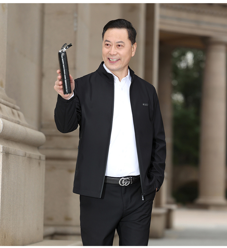 Petite 155cm Spring Stand-Up Collar Men's Short Jacket for Middle-Aged and Elderly Dads, Small Size Business Casual Solid Color XS Jacket