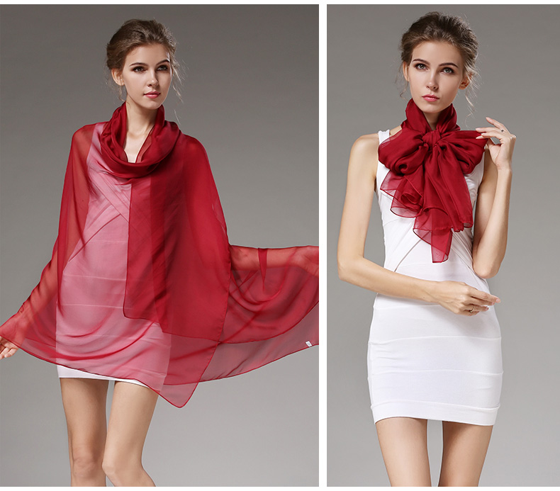 Women's Simple Style Solid Color Silk Silk Scarf Shawl display picture 50