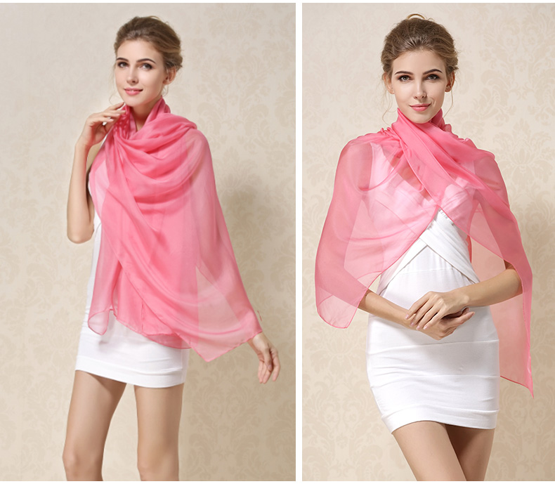 Women's Simple Style Solid Color Silk Silk Scarf Shawl display picture 10