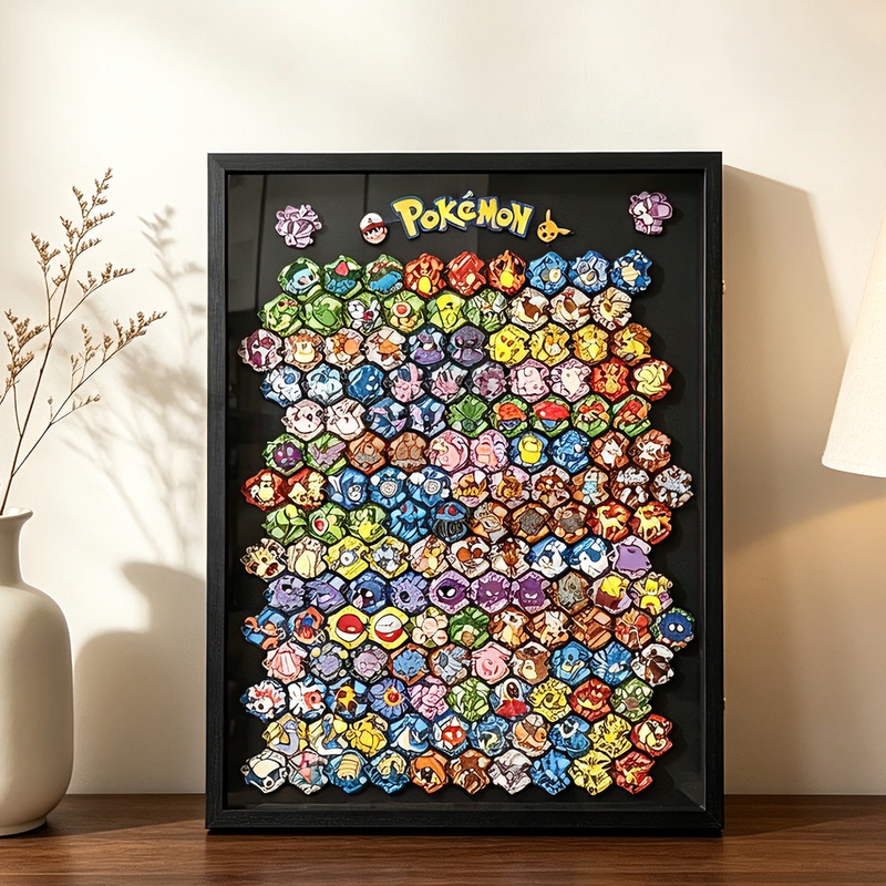 151 Pokémon Fridge Magnets Magnetic Display Frame Large Size National Museum of China Fridge Magnet Storage Can Be Hung on the Wall Dustproof
