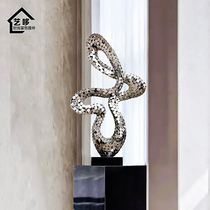 Stainless Steel Abstract Sculpture Ornaments Artwork KTV Clubhouse Hotel Lobby Light Luxury Entrance Metal Soft Decorations