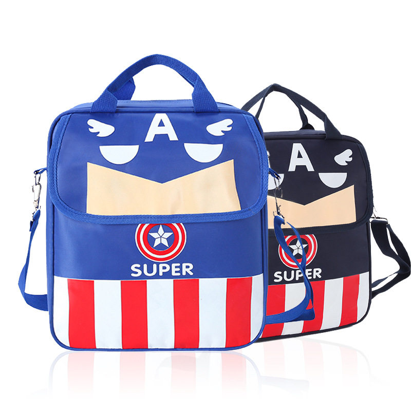 Primary school Captain America remedial bag boys handbag remedial bag shoulders diagonal bag three-use schoolbag book bag