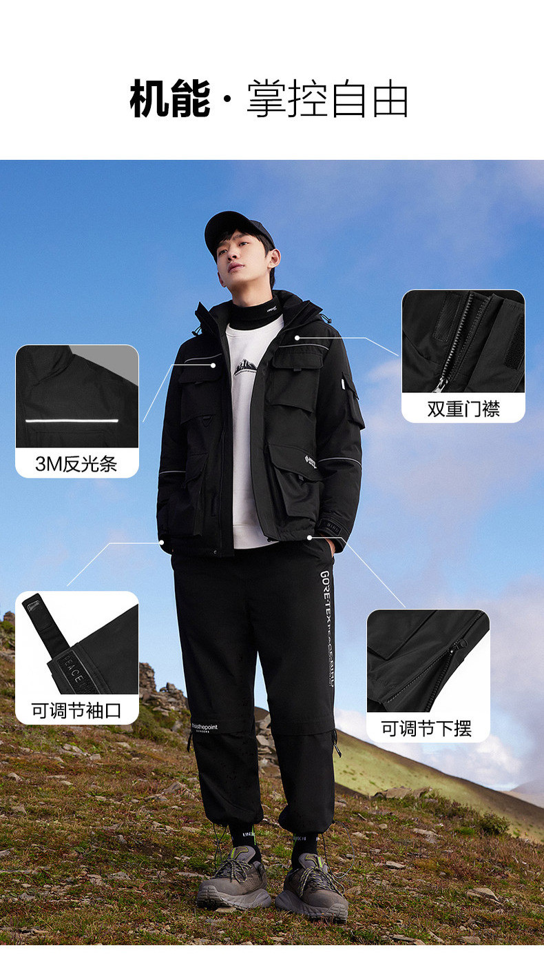 太平鸟 GORE-TEX面料+银离子蓄热 白鹅绒 男式工装羽绒服 多重优惠折后￥921包邮 2色可选