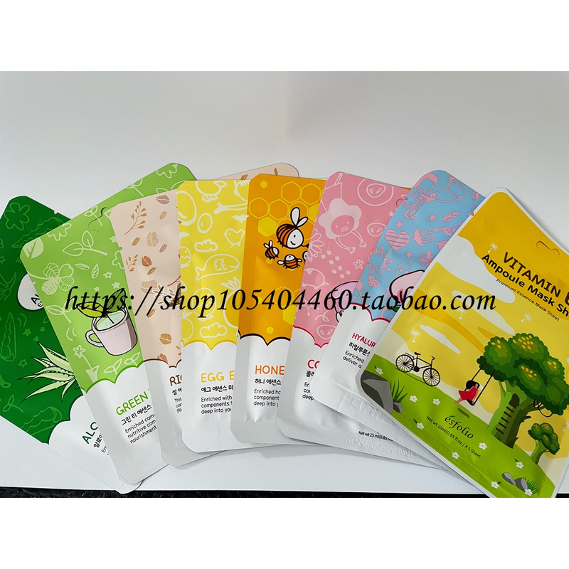 In-Stock Korean Genuine Esfolio Aloe Vera or Pearl Milk Bird's Nest Mask, 10 Pieces, 2 Boxes or More, Free Shipping