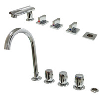All-copper split bathtub Five-piece faucet accessories set Cylinder-side faucet Hot and cold mixed water switch valve