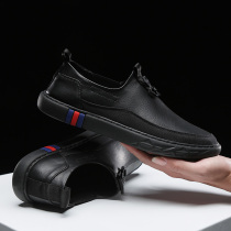 Autumn mens shoes leather shoes mens trendy shoes Korean fashion board shoes British wild mens casual leather shoes Lefu shoes