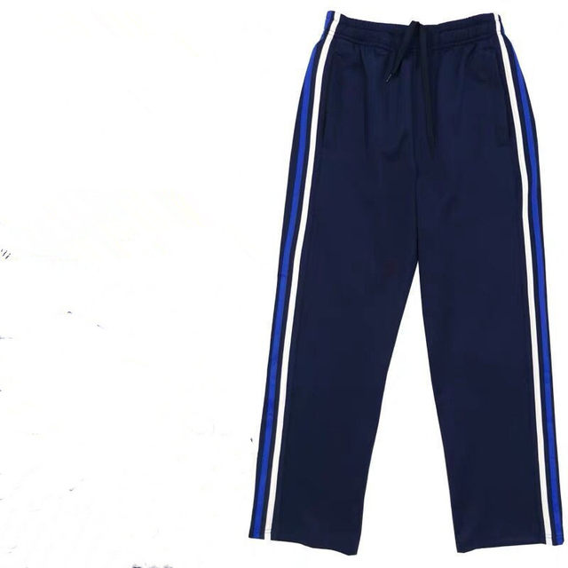 Pure cotton spring and summer school uniform pants with two stripes for boys and girls, high school students and female sports pants, junior high school uniform pants with one stripe