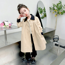 Girls Spring and Autumn Korean Style Windbreaker Baby Girl Autumn Coat 2024 New Childrens Clothing Western Style Mid-Length Autumn Clothing