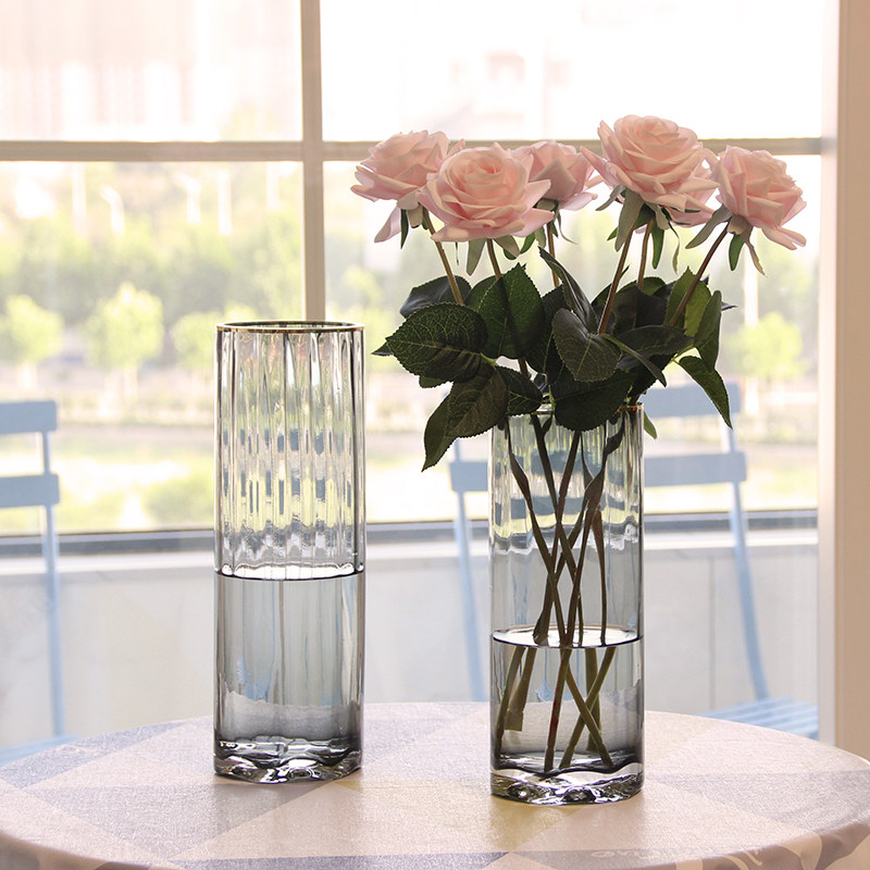 Nordic glass vase transparent vertical drawing room flower flower flower flower flower flower flower Rose Lily household decoration parts