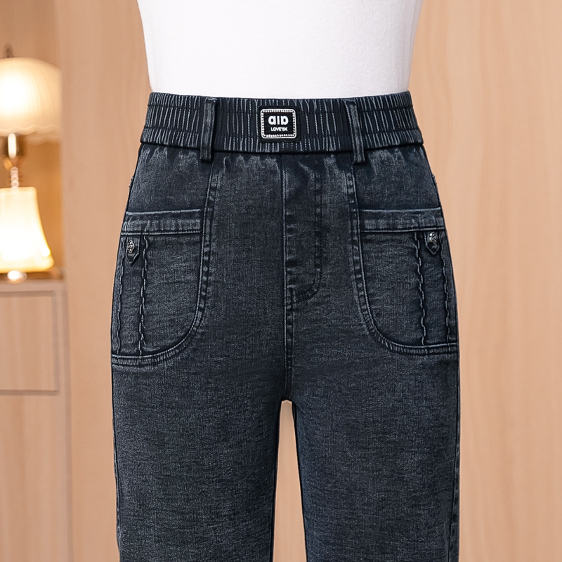 Elastic Waist Jeans for Women, Spring and Autumn Thin Style, 2026 New High-Waisted Slim Cigarette Pants, Stretchy Mom Harem Pants