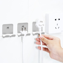 304 stainless steel power plug adhesive hook non-hole kitchen wall-mounted wire bracket electrical plug storage rack