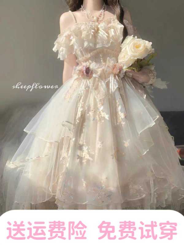 Flora Lolita Wedding Dress Princess Dress Jsk Birthday Dress Coming-Of-Age Ceremony Performance Dress Flora Lolita Wedding Dress Princess Dress Jsk Birthday Dress Coming-Of-Age Ceremony Performance Dress