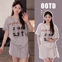 Pure cotton versatile tops pants and skirts two-piece suit for pregnant women 2024 new summer style slimming sports and age reduction