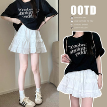 2024 petite suit pregnant women slimming black short-sleeved T-shirt top women summer short skirt skirt two-piece set