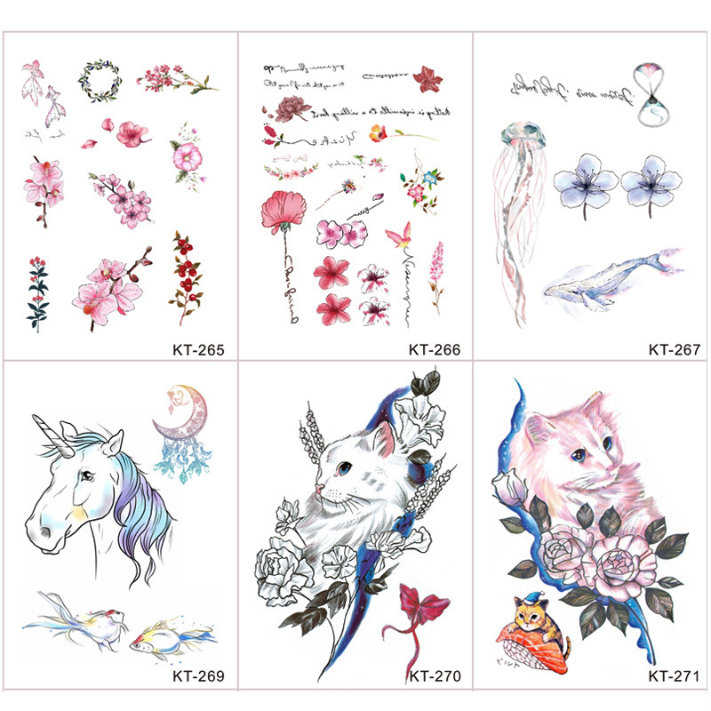 8 Colorful Dopamine Fresh Style Panda Horse Cat Internet Celebrity Tattoo Stickers Semi-Permanent