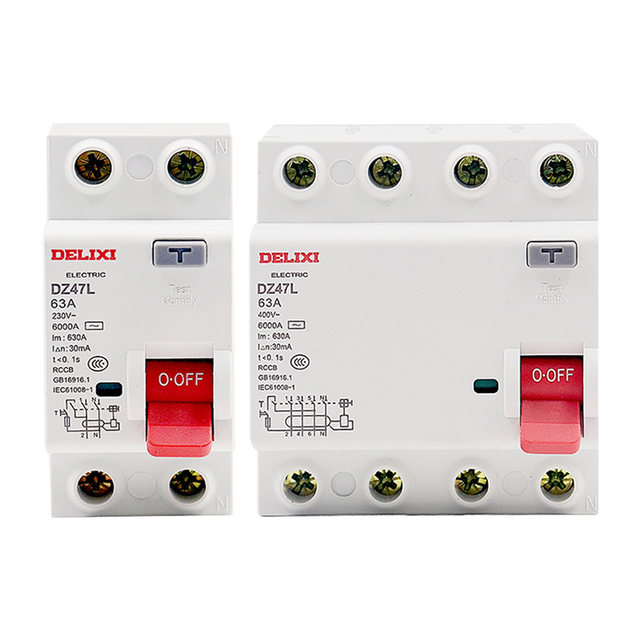 Delixi Electromagnetic Leakage Protector Dz47L Household 2P 32A Leakage Protection 40A 63A Air Switch Circuit Breaker
