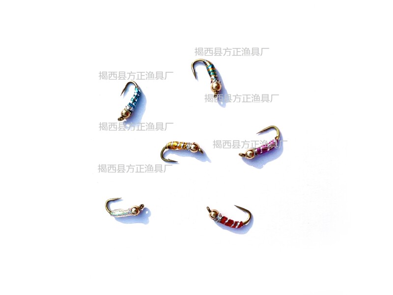 Fiy Tying New Copper Bead Fish Scale Hook Fly Hook Nano Insect Red Worm Horse Mouth White Strip Streamfly Imitation Insect